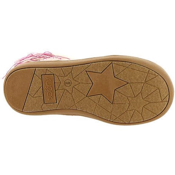 Sugar Kids Cookie Girls Shoe Pink Fuzzy Fur Lined Unicorn Print - 5 M - Picture 4 of 4